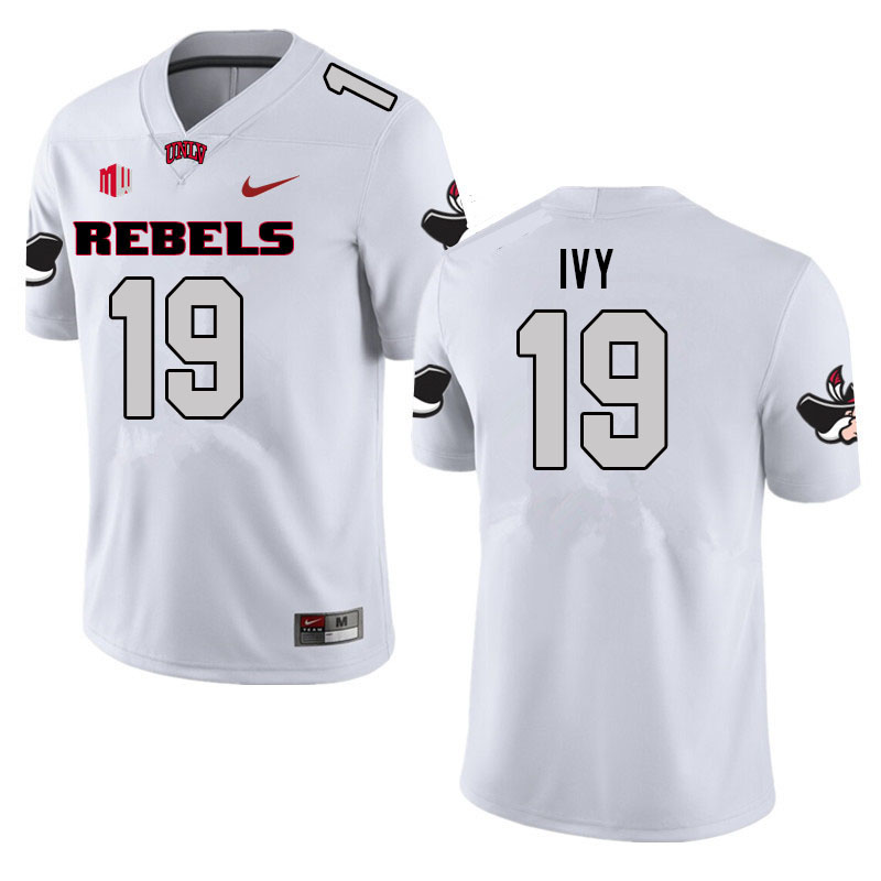 Men #19 Kevon Ivy UNLV Rebels College Football Jerseys Sale-White - Click Image to Close